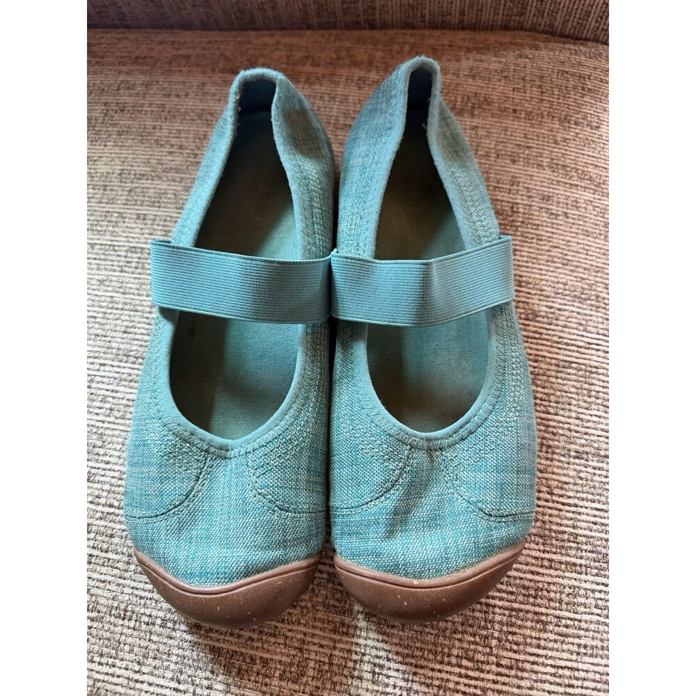 Keen Sienna Mary Jane Shoes Womens 10  tealMetallic Silver Blue Canvas